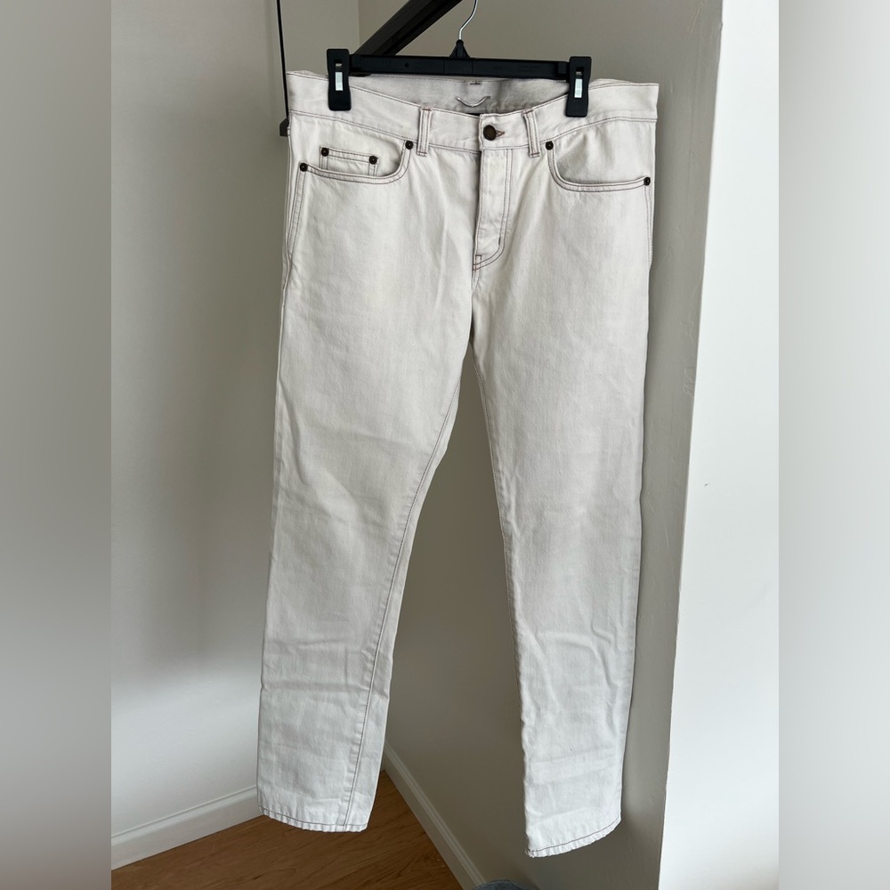 Saint Laurent Slim Fit White Jeans